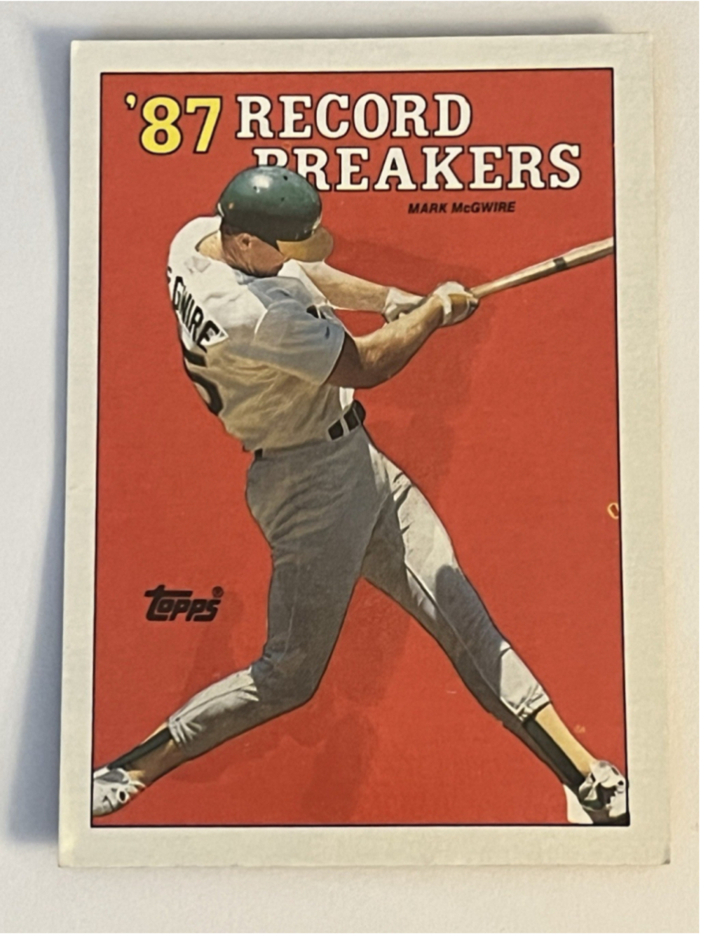 Mark McGwire 1988 Topps Baseball Card Record Breakers 3 Oakland Athletics